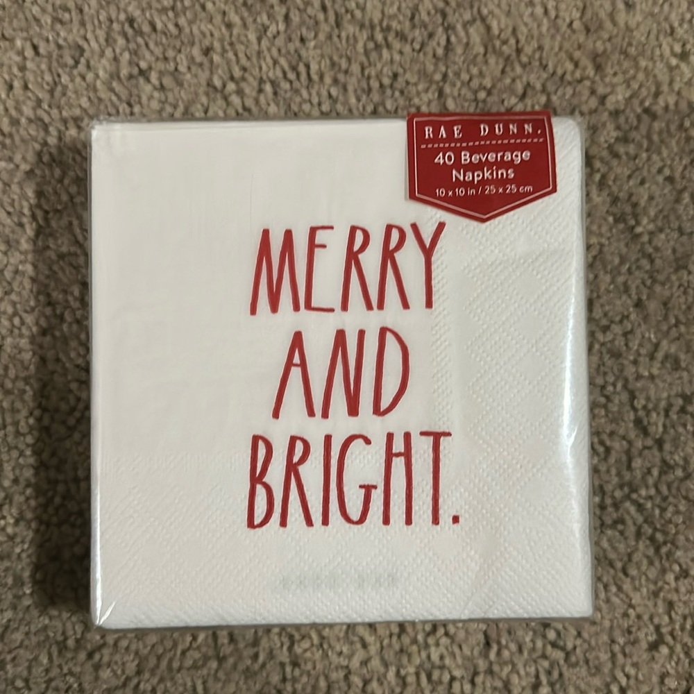 Rae Dunn - BEVERAGE NAPKINS - MERRY AND BRIGHT